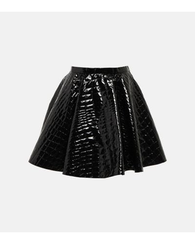 Alaïa Alaia Pleated Croc-effect Miniskirt - Black
