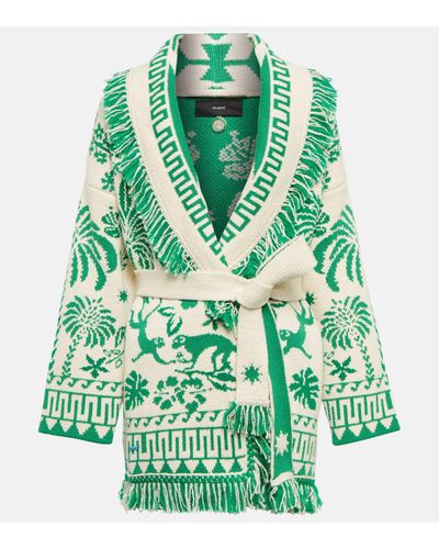 Alanui Cardigan Explosion Of Nature en laine et coton - Vert