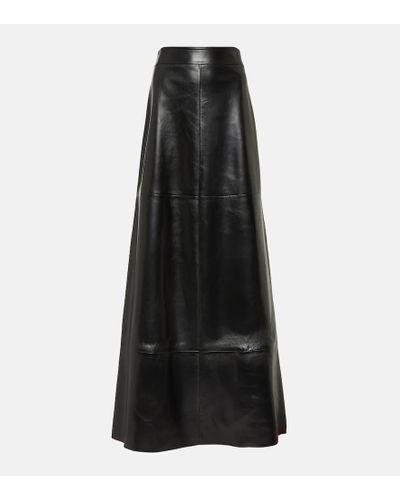 Saint Laurent Leather Maxi Skirt - Black