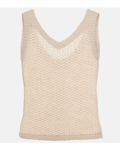 Max Mara Arrigo Knit Cotton-blend Tank Top - Natural