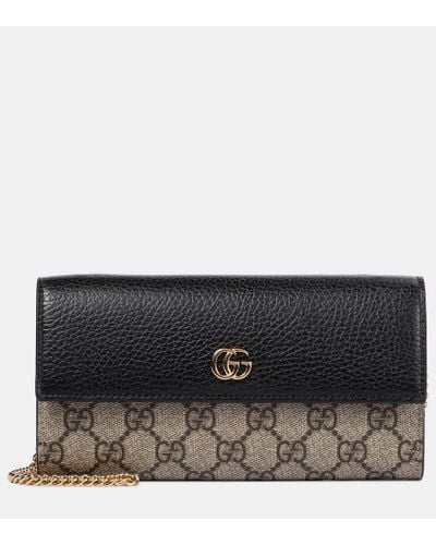 Gucci + Net Sustain Gg Marmont Petite Schultertasche Aus Strukturiertem Leder Und Beschichtetem Canvas Mit Print - Schwarz