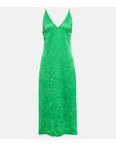 Ganni Satin Slip Dress - Green
