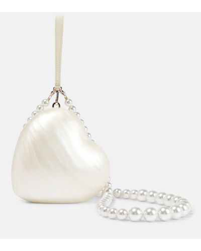 Simone Rocha Pochette Heart a perles fantaisie - Blanc