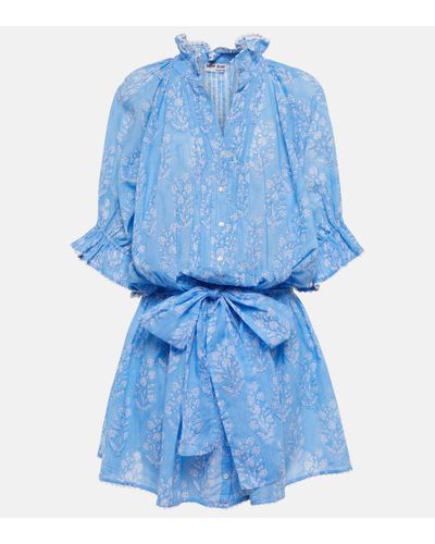 Juliet Dunn Floral Cotton Dress - Blue