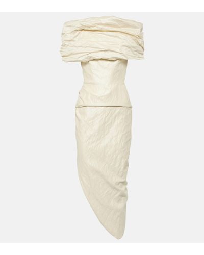 Maticevski Amber Draped Cotton-blend Midi Dress - Natural