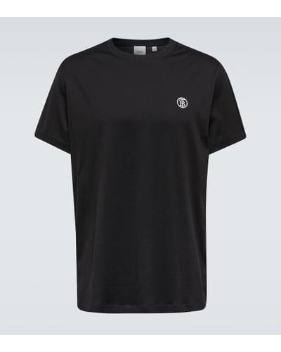 Burberry Besticktes T-Shirt aus Baumwolle - Schwarz