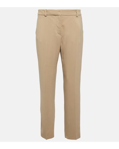 JOSEPH Cropped Crepe Straight Trousers - Natural