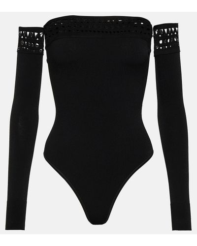 Alaïa Vienne Off-shoulder Bodysuit - Black