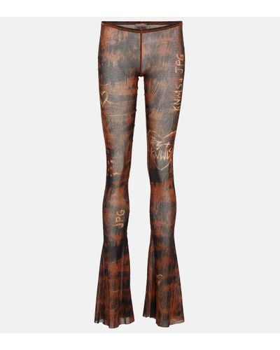 Jean Paul Gaultier X Knwls Printed Jersey Flared leggings - Brown