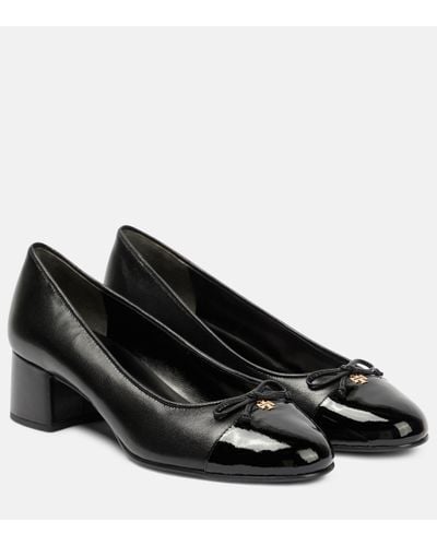 Tory Burch Bow Leather Court Shoes - Black