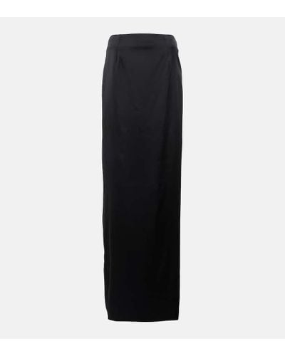 Balenciaga Falda larga de saten - Negro