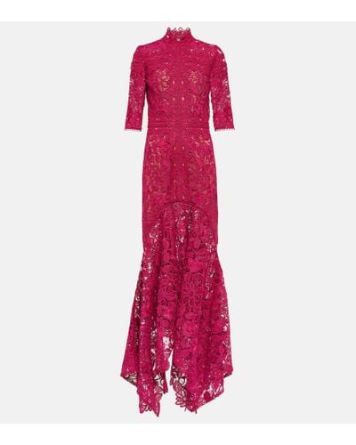 Costarellos Kalissa Guipure Lace Gown - Red