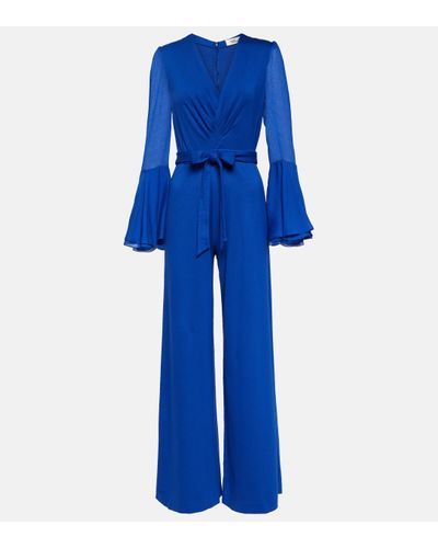 Diane von Furstenberg Shing Jersey Wide-leg Jumpsuit - Blue