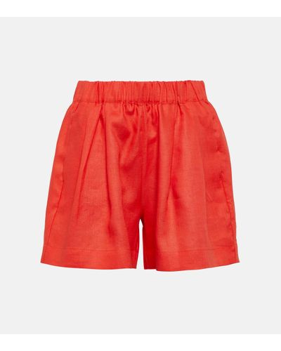Asceno High-rise Linen Shorts - Red