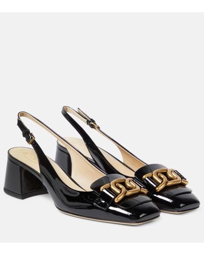 Tod's Kate Patent Leather Slingback Court Shoes - Black
