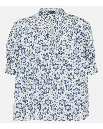 Polo Ralph Lauren Top en coton a fleurs - Bleu