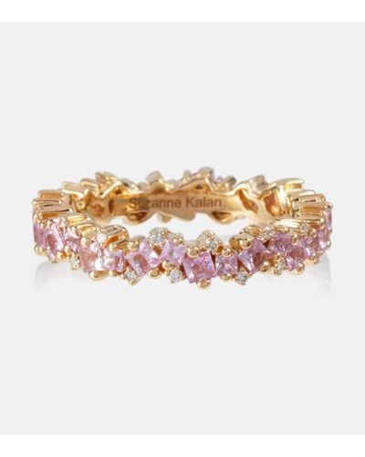 Suzanne Kalan Ring aus 18kt Gelbgold mit Diamanten und Saphiren - Weiß