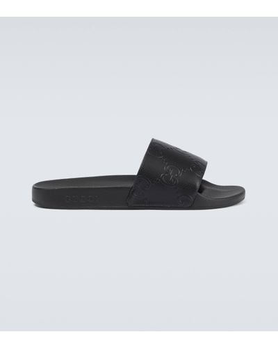 Gucci Pursuit Gg Embossed Slide - Black