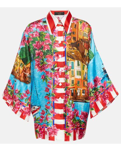 Dolce & Gabbana Portofino Printed Silk Shirt - Red