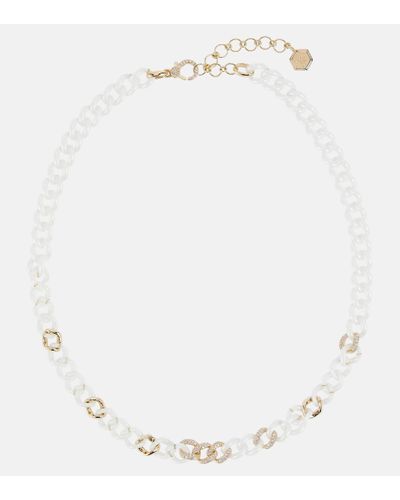 SHAY Pave Medium 18kt Gold Chain Necklace With Diamonds - White