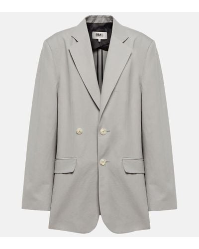 MM6 by Maison Martin Margiela Single-breasted Cotton And Silk Blazer - Gray