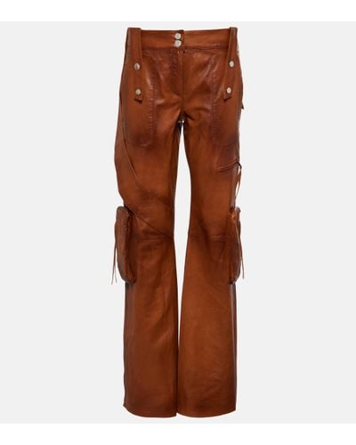 Blumarine Leather Cargo Trousers - Brown