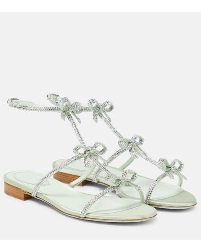 Rene Caovilla Caterina Embellished Satin Sandals - White