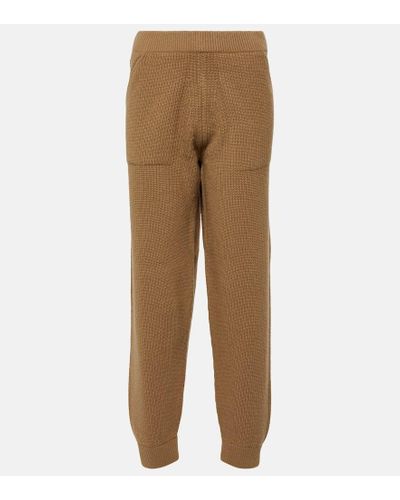 Moncler Wool And Cashmere-blend Sweatpants - Natural