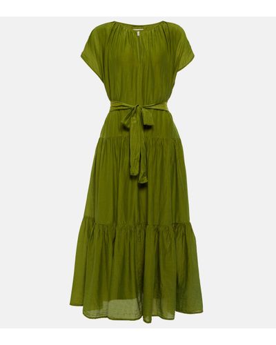 Velvet Ada Cotton And Silk Midi Dress - Green