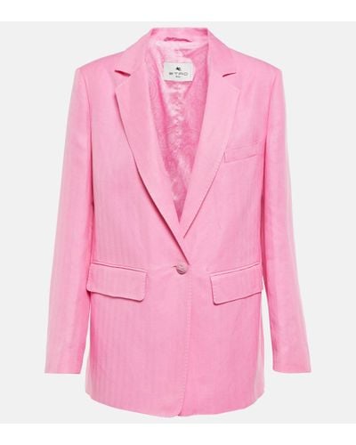Etro Silk And Linen Blazer - Pink