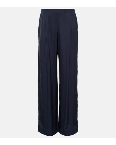 Velvet Livi Satin Wide-leg Trousers - Blue