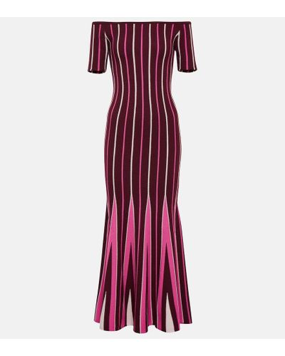 Gabriela Hearst Pleated Wool Maxi Dress - Purple