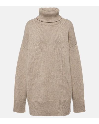 The Row Feries Turtleneck Cashmere Sweater - Natural