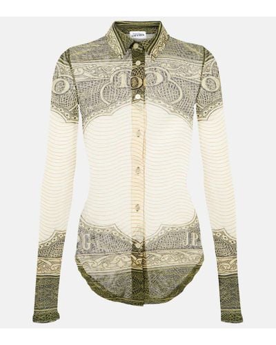 Jean Paul Gaultier Bedrucktes Hemd aus Mesh - Weiß