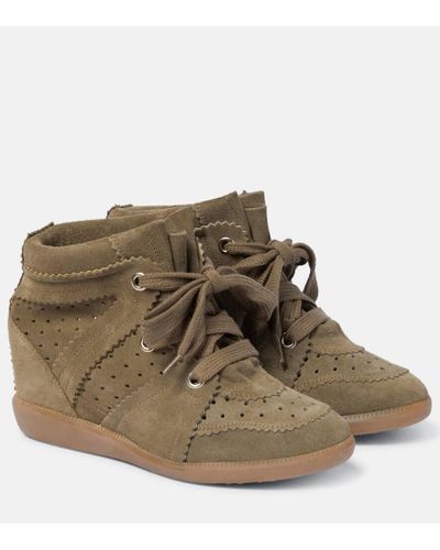 Isabel Marant Sneakers Bobby in suede con zeppa - Verde