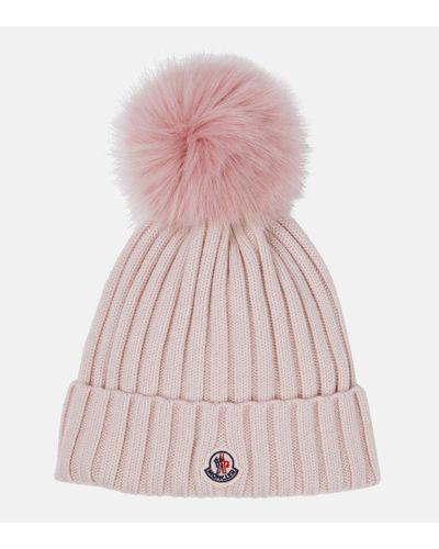 Moncler Virgin Wool Beanie - Pink