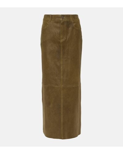 Stouls Beth Leather Midi Skirt - Green