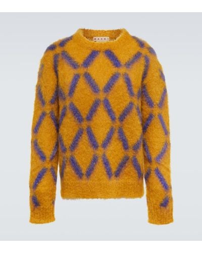 Marni Intarsia Mohair-blend Sweater - Orange