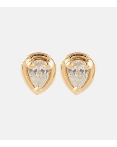 STONE AND STRAND Birthstone Bonbon 14kt Gold Earrings With Diamonds - White