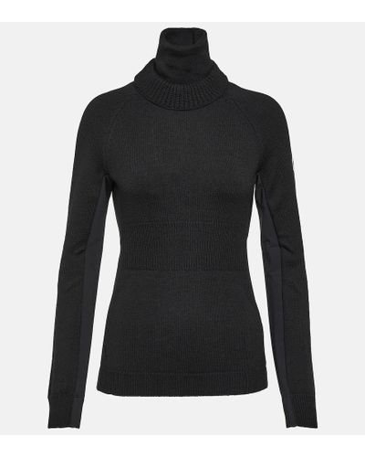 Moncler High-neck Slim-fit Stretch-woven Top - Black