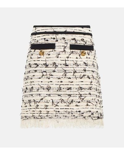 Giambattista Valli Fringed Tweed Miniskirt - Natural