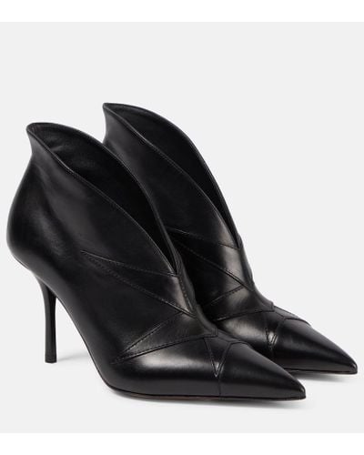 Alaïa Leather Ankle Boots - Black