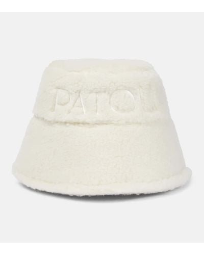 Patou Logo Faux-shearling Bucket Hat - Natural