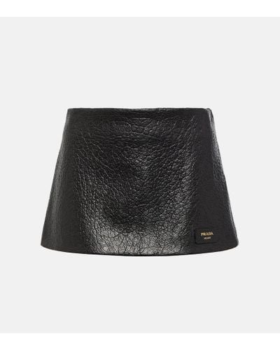 Prada Minifalda con parche del logo - Negro
