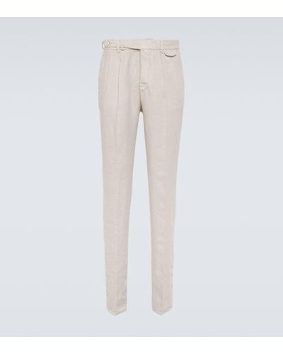 Brunello Cucinelli Linen Slim Trousers - Natural