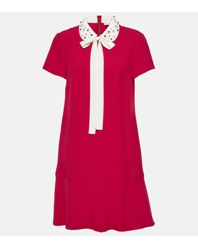 RED Valentino Vestido corto de crepe bordado - Rojo