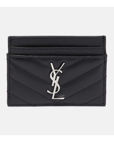 Saint Laurent Monogram Matelassé Leather Card Case - Black