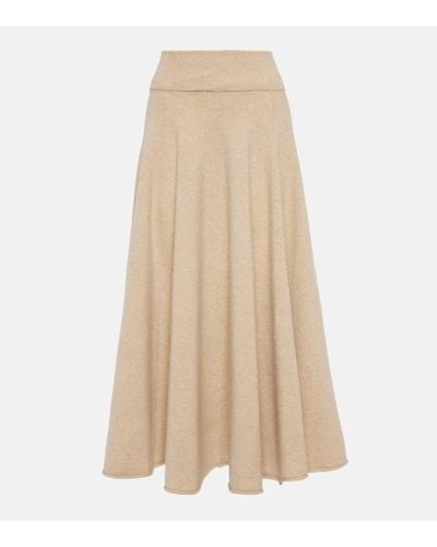 Extreme Cashmere N°313 Twirl Cashmere-blend Midi Skirt - Natural