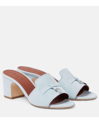 Loro Piana Summer Charms Suede Mules - Blue