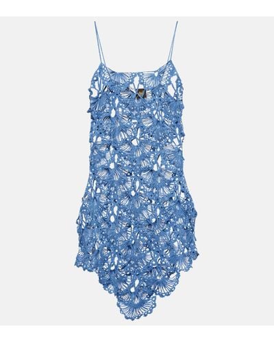 Loewe Paula's Ibiza Crochet Cotton Minidress - Blue